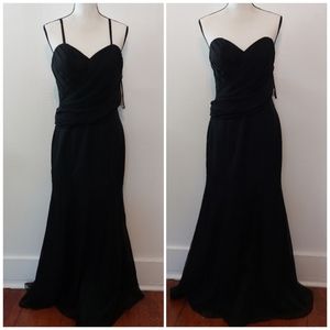 Impression Bridal Black Strapless Drape Long Dress Women's Fits like a Size 8